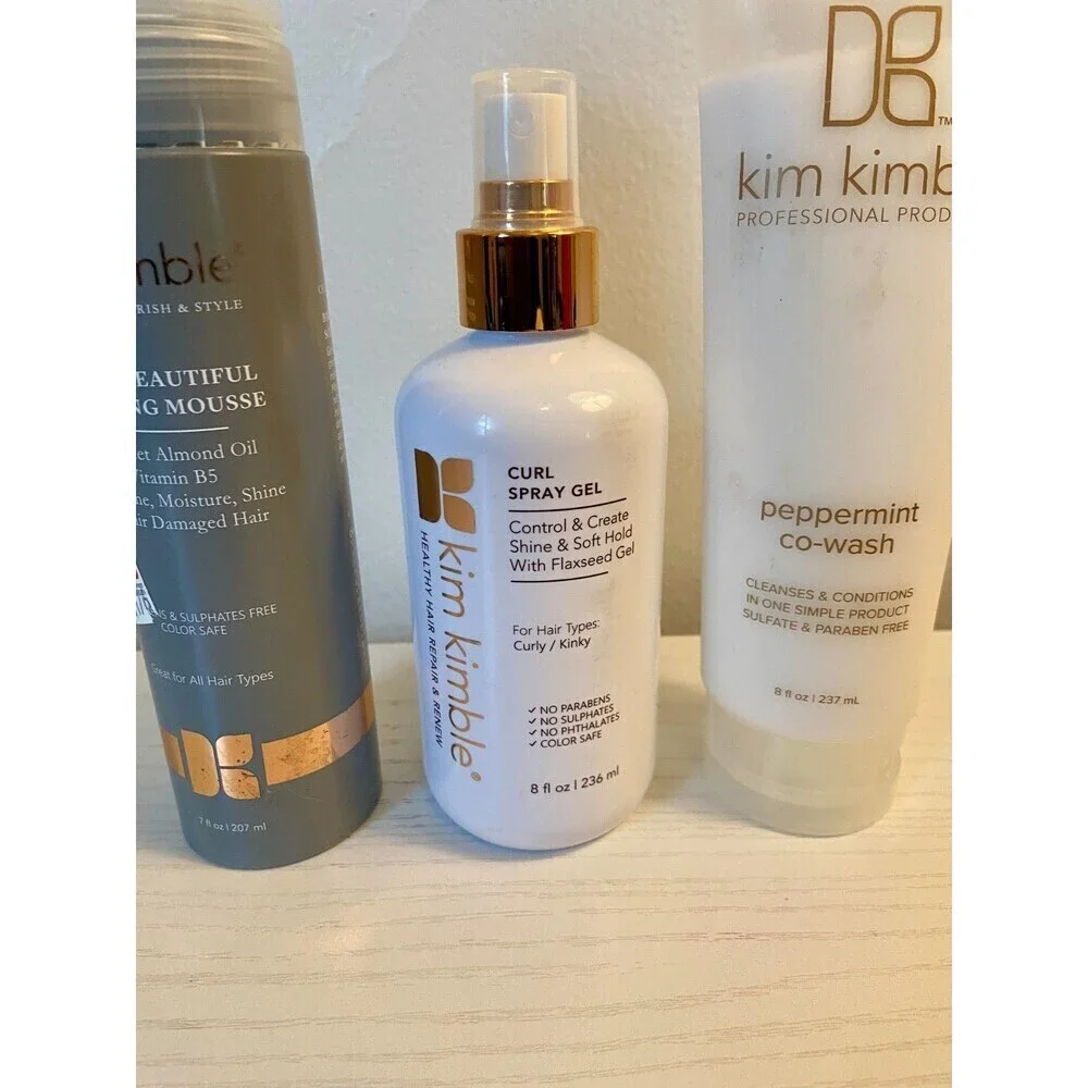 (3) New Set Kim Kimble Peppermint Co Wash Bold Beautiful Mousse Curl Spray Gel